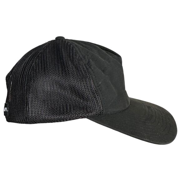 RVCA Black Mid Fit Mesh Trucker Snapback Hat One Size - Picture 2 of 6